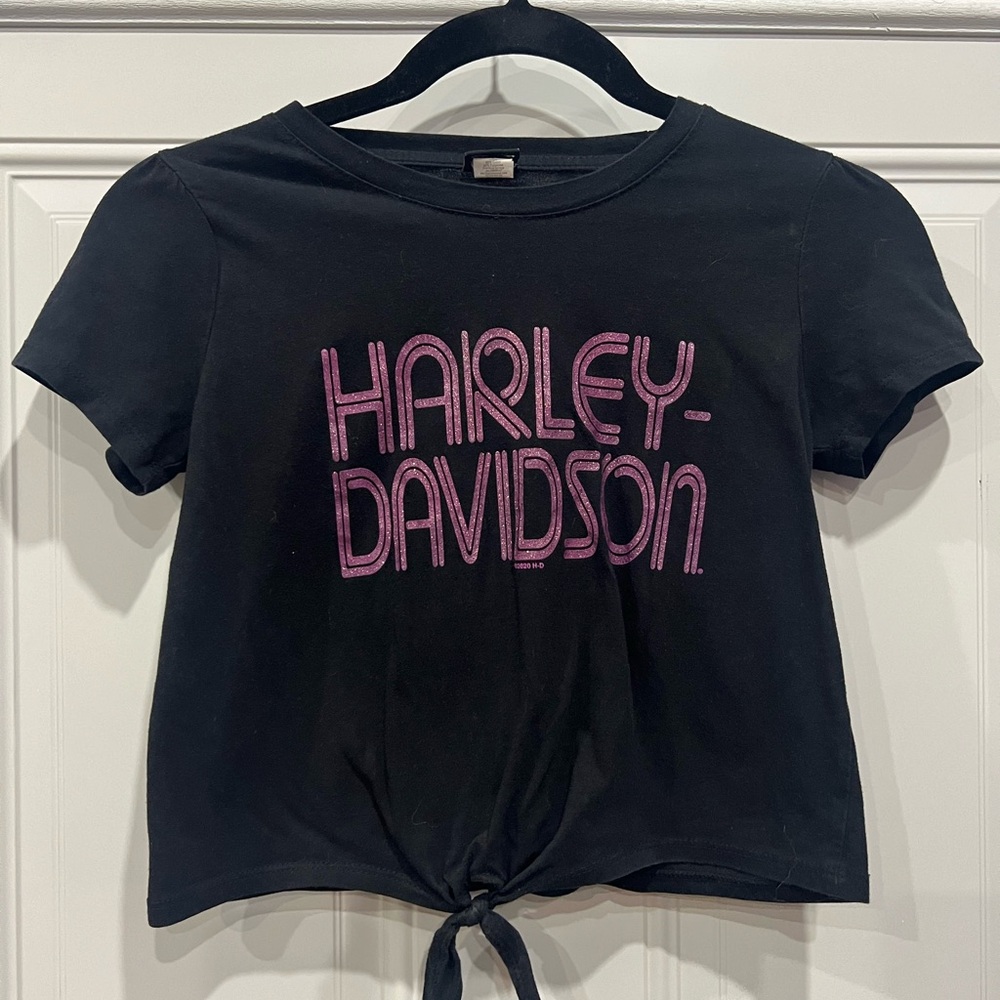 Harley-Davidson Black and Purple Tie-Front Tee